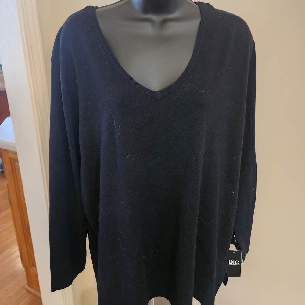 Feb - INC International Concepts Black V-Neck Sweater